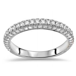 .62ct Round Pave Set Diamond Wedding Band Ring 14k White Gold / Front ...