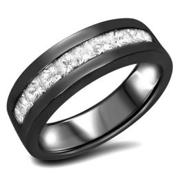 Men's Diamond Eternity Ring – 1 1/10ct Round Diamonds, Channel Set In 14K White Gold | Wedding Band, Anniversary Gift