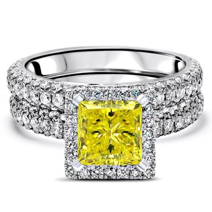 Princess Cut Canary Cushion Cut Engagement Rings Princess Cut