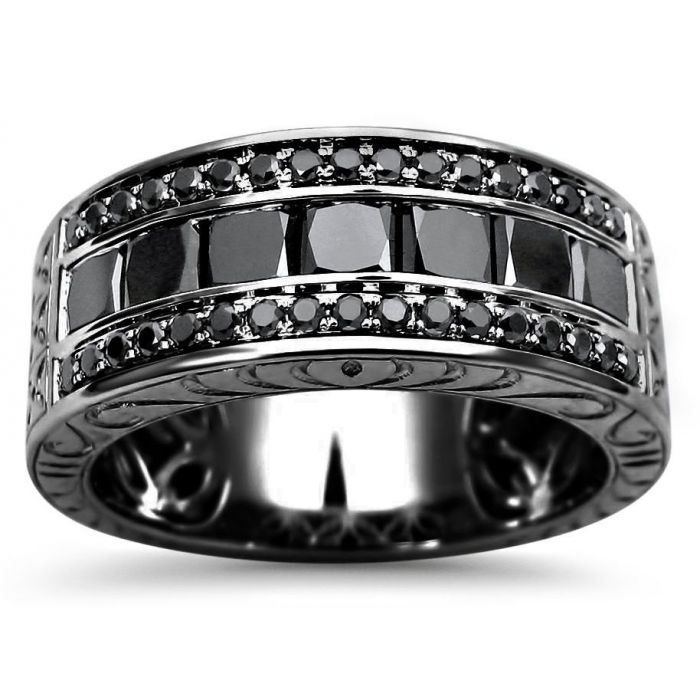 Zales Men Spinner Ring Mens Black Princess Cut Diamond
