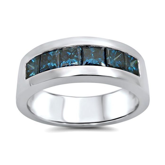 Mens blue and new arrivals white diamond wedding band