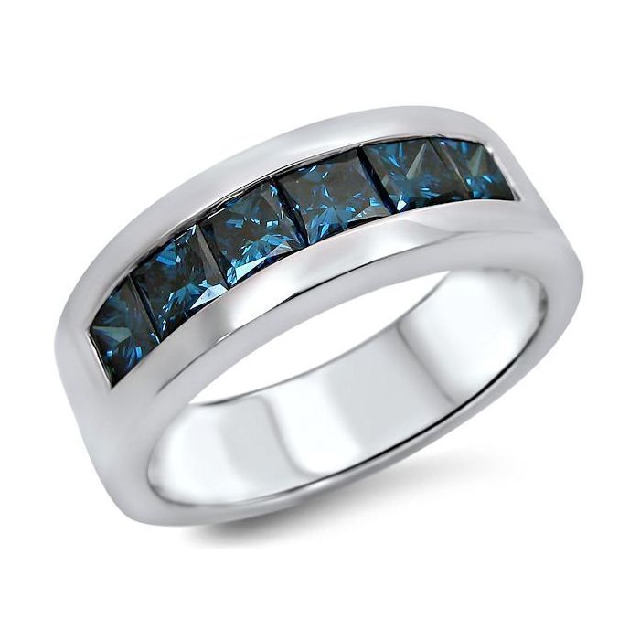Unique Mens Blue Diamond Wedding Band│Vidar Boutique