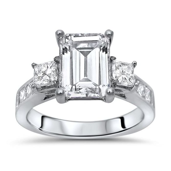 Diana Engagement Ring (0.82 ct Emerald Cut IVVS Diamond) in White Gold –  Beauvince Jewelry