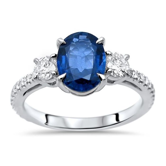 Bezel Set Sapphire and Diamond Ring in 18k (SSR-5378)