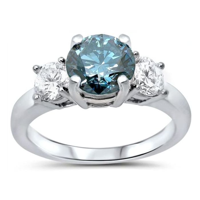 3 stone deals blue diamond ring