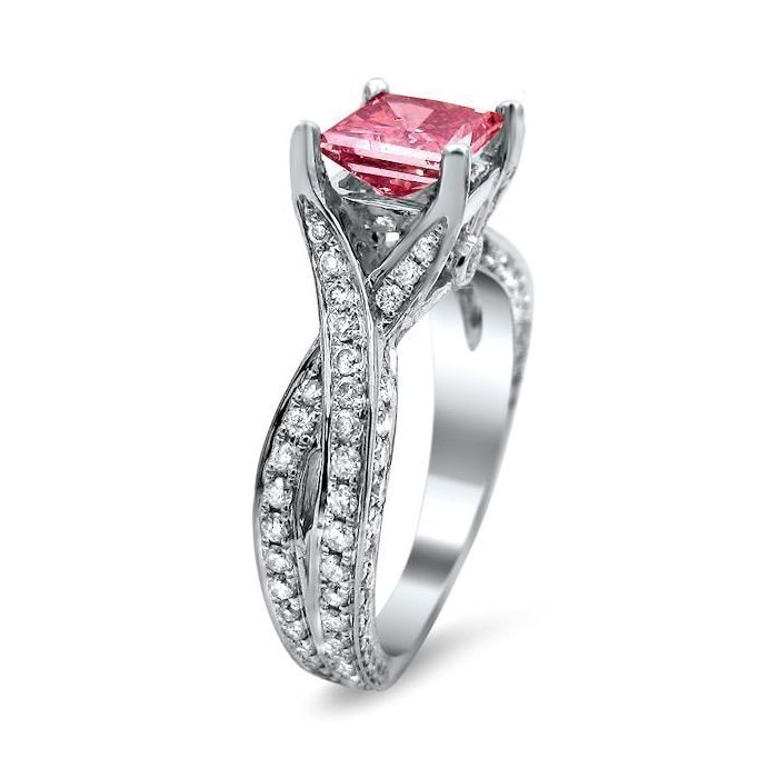 Pink Pear Three Stone Engagement Ring | Ouros Jewels