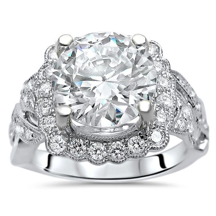 Certified 3.25Ct Black & White Diamond Engagement Ring Bridal Set 14K White Gold 