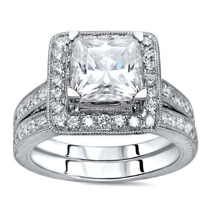 Certified 2.75CT Round Cut White Diamond Engagement Ring Set in 14K White Gold 