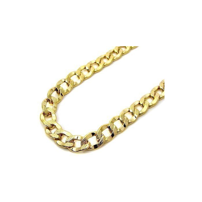 Mens 10k Yellow Gold Curb Cuban Link Chain Necklace 23.5 Inch