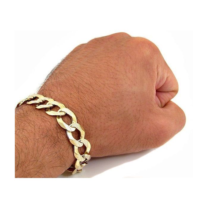 Men s 10 Inch 10k Yellow Gold Curb Link Bracelet