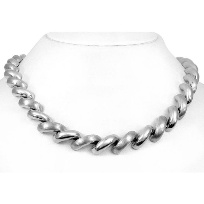 Ladies 14k White Gold San Marco Link Necklace 16 Inch
