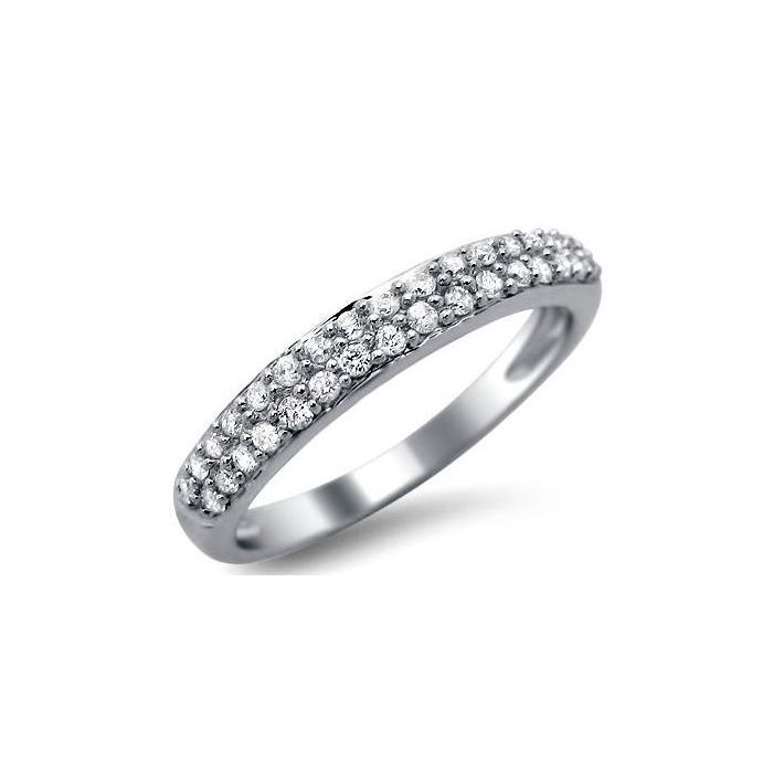 .35ct Round Diamond Pave Wedding Band Ring 14k White Gold