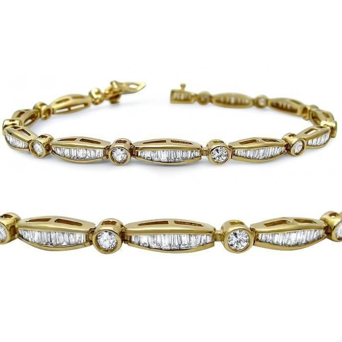 Round and baguette diamond bracelet online