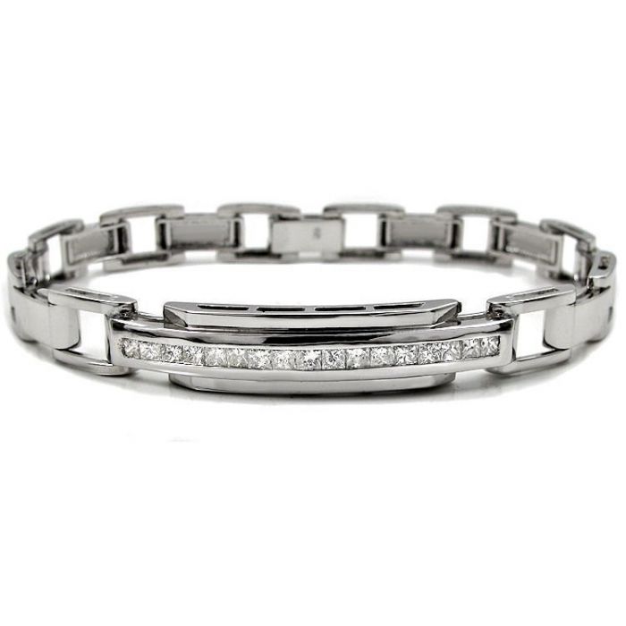 Mens white gold diamond bracelet shop