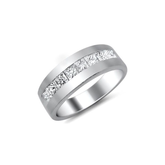 Platinum wedding band with princess cut diamonds hotsell