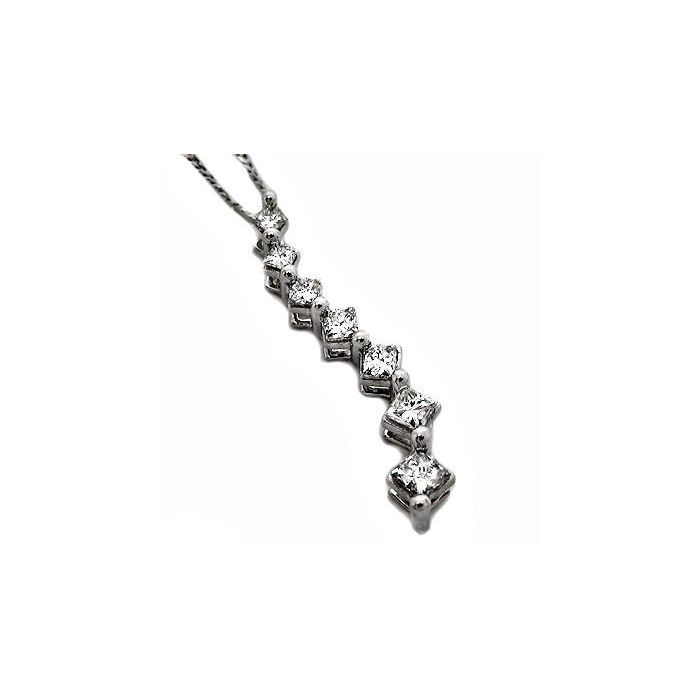 75ct Princess Cut Journey Diamond Pendant in 14k Gold