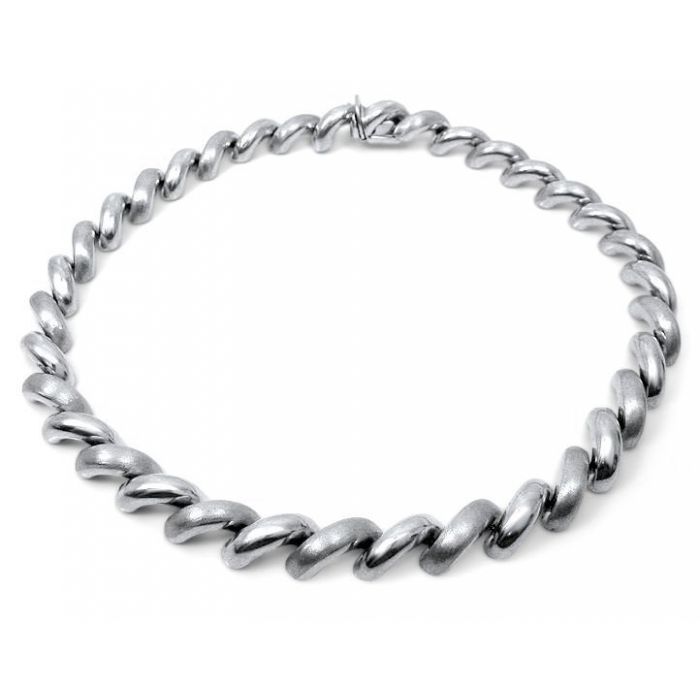 Ladies 14k White Gold San Marco Link Necklace 16 Inch