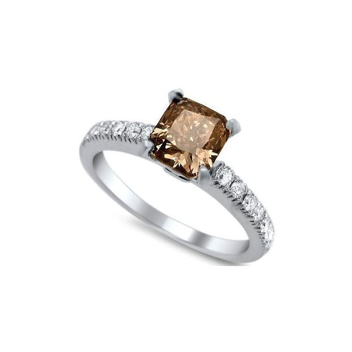 White gold chocolate diamond engagement ring top