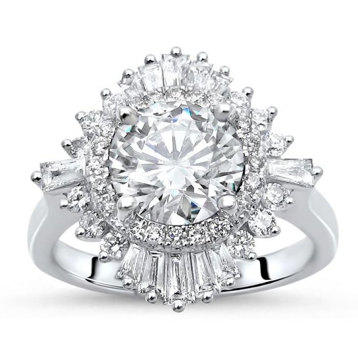 Forever One Round 7.5mm Moissanite Engagement Ring-size 5, 1.50ct DEW The Jules Ring With A 7.5mm Round Forever One Near Colorless Moissanite in  14k Yellow Gold