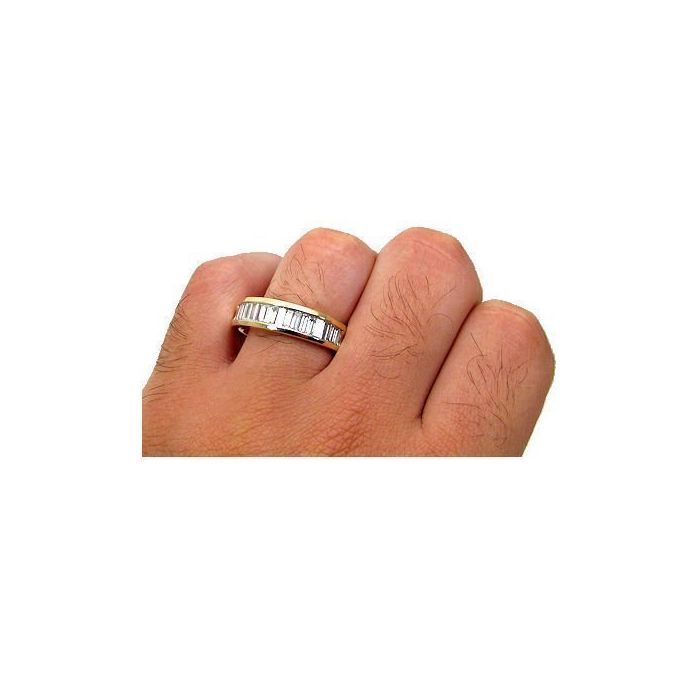 Men s 1ct Baguette Diamond Wedding Ring Band in 14k Gold