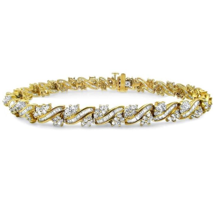 10k Yellow Gold Blue Topaz Fancy Link Tennis Bracelet - Sindur Style