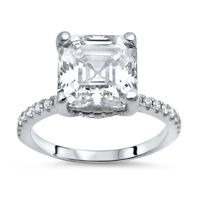 Certified 2.CT Best Vintage White Asscher Diamond Engagement 14K White Gold Ring 