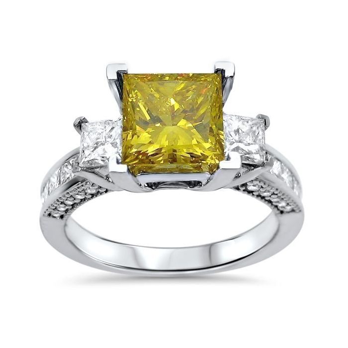 0.45ct Brilliant Princess Cut unique Fine jewelry Canary Yellow Simulated d 