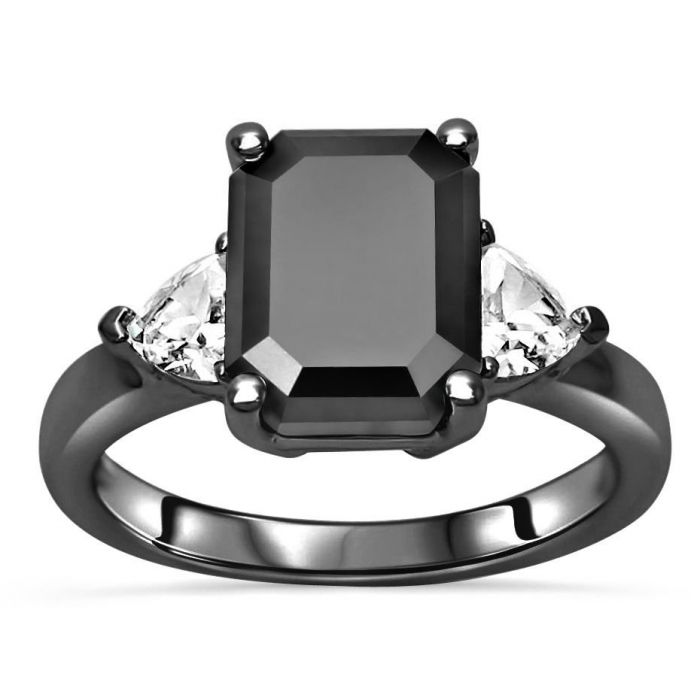 Emerald cut black diamond store