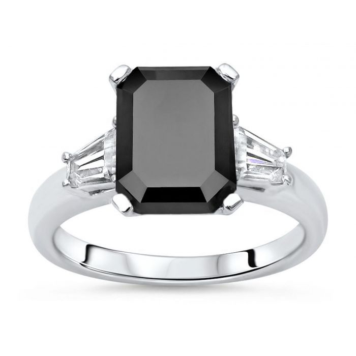 Diamond & Jade Ring 2.45ct in Platinum - Baguette Cut, Full Band | Pragnell