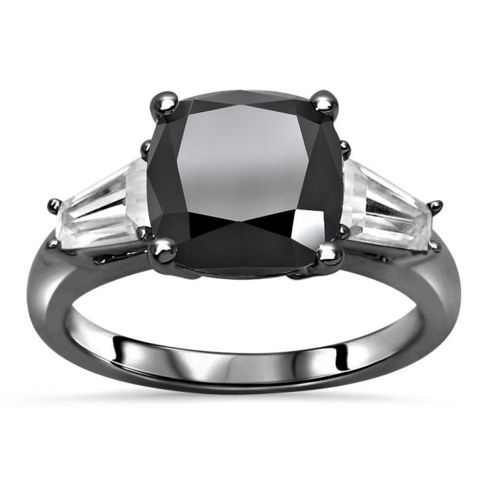 Black cushion cut engagement rings sale