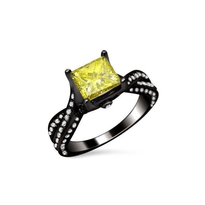 Black and yellow diamond on sale ring