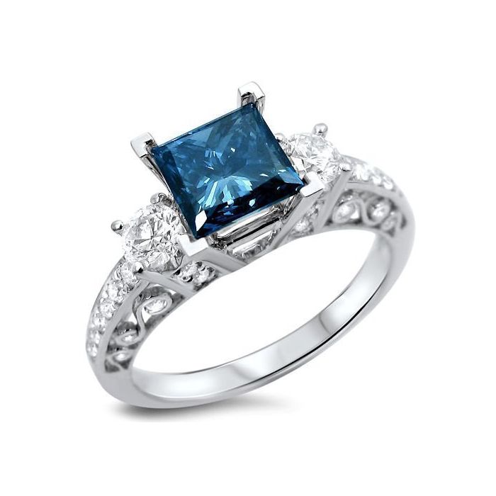 White gold ring with best sale blue diamond