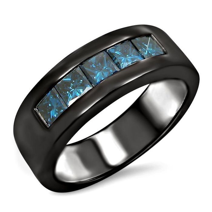Mens blue hotsell diamond wedding band