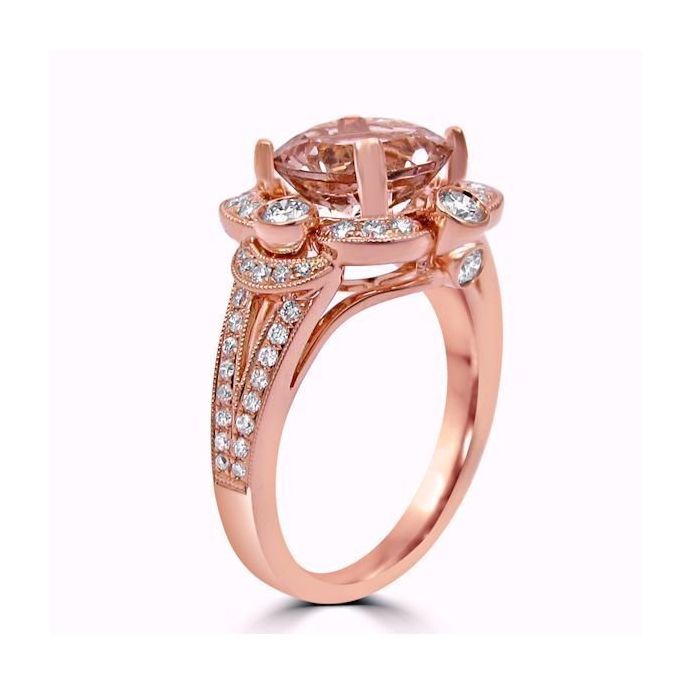 Round morganite rose gold ring on sale