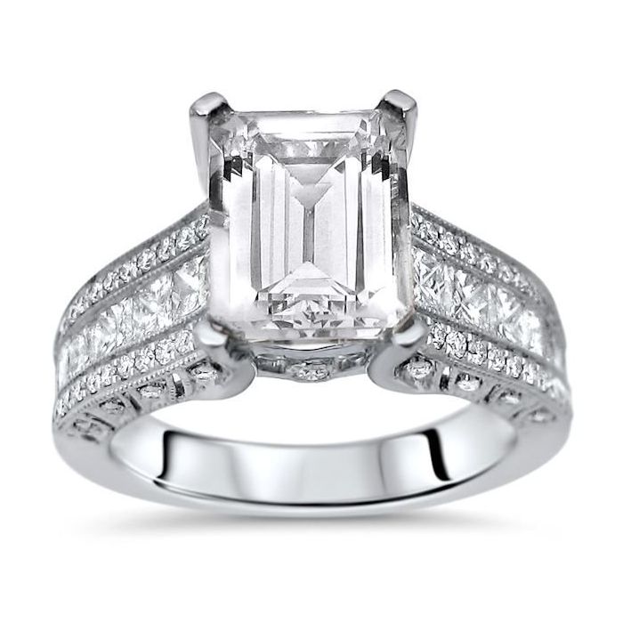 3.80Ct Princess Cut Black Diamond 18k White Gold Over Engagement Bridal Ring Set 