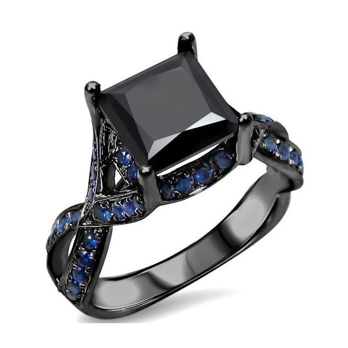 Black diamond store and sapphire ring