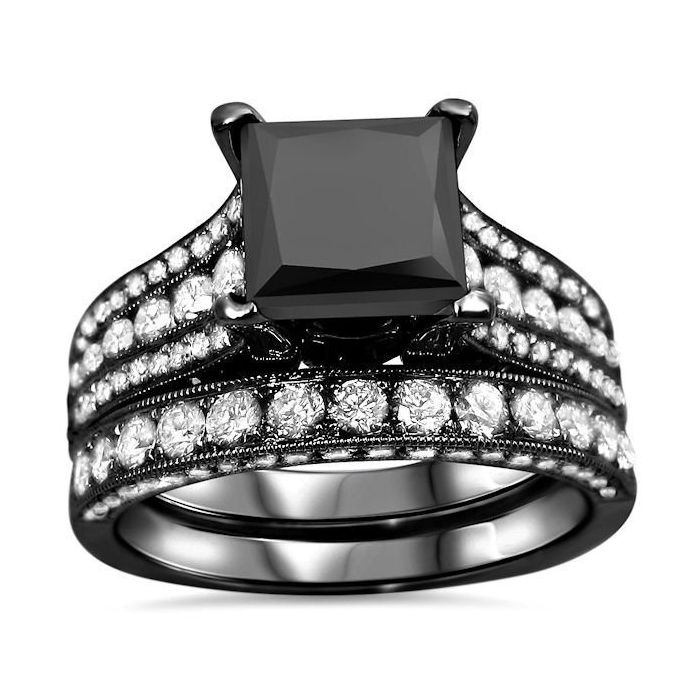 Inset Bezel Engagement Ring with Pave Diamond Band – deBebians