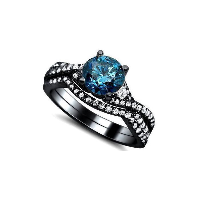 Blue and black engagement rings sale