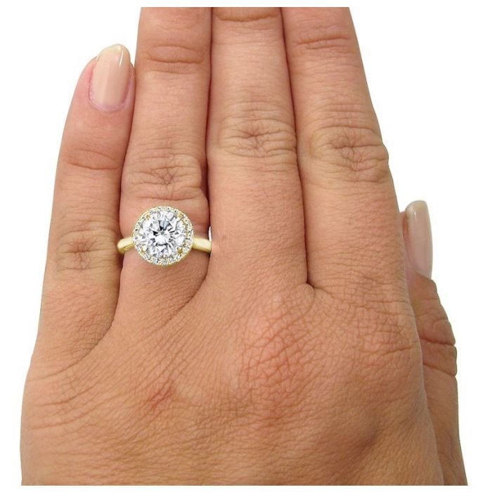 Forever One Round 7.5mm Moissanite Engagement Ring-size 5, 1.50ct DEW The Jules Ring With A 7.5mm Round Forever One Near Colorless Moissanite in  14k Yellow Gold
