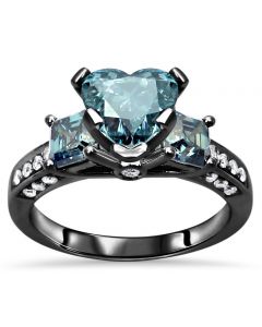 Black Gold Blue Diamond Engagement Rings